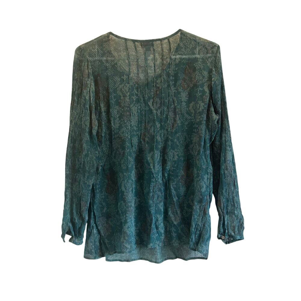 J Jill green sheer long sleeve silk blouse medium business office feminine - Picture 3 of 6